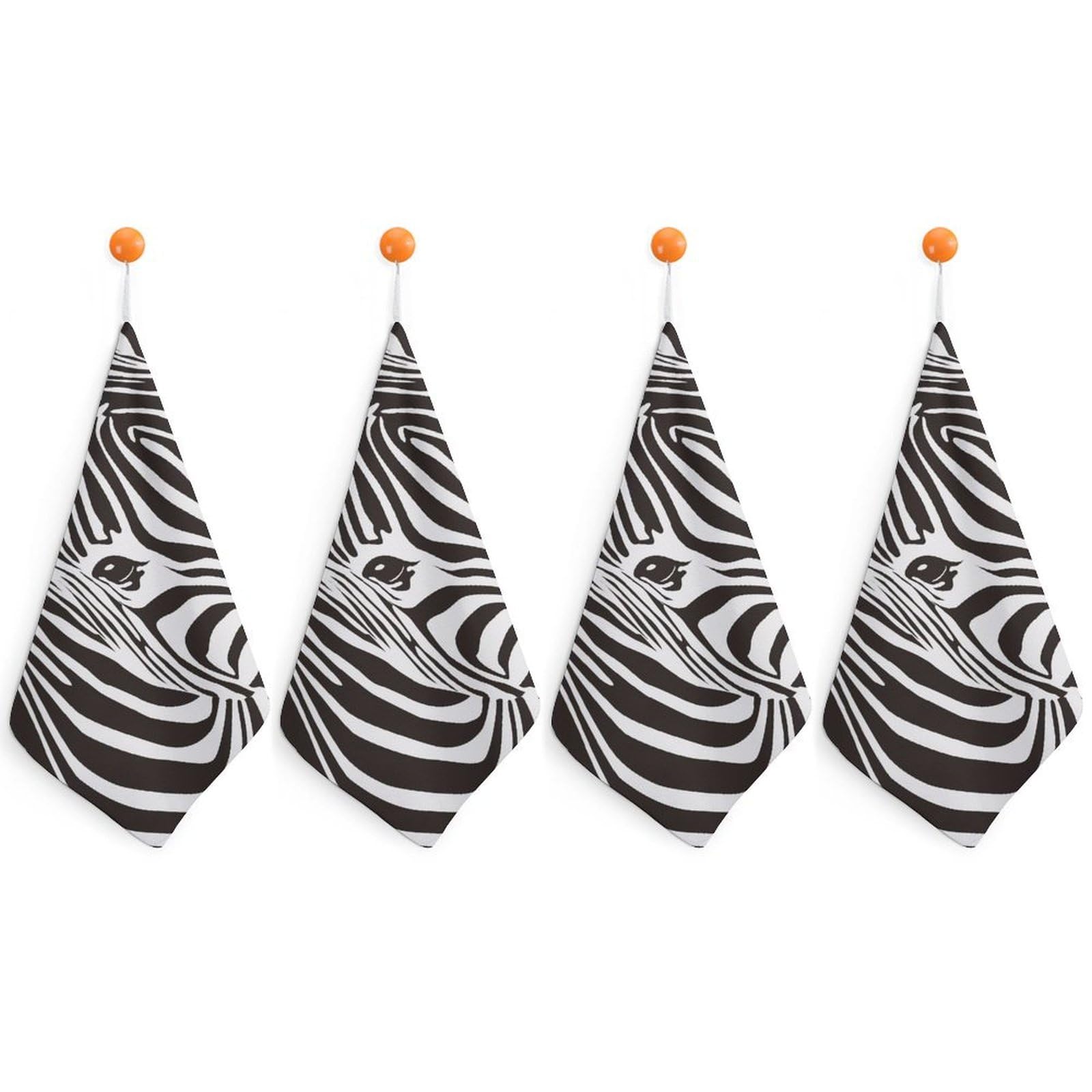 LWORZIIB 4 Piece Hanging Hand Towels, Zebra Stripes Small Dry Hand Towel for Kitchen Bathroom