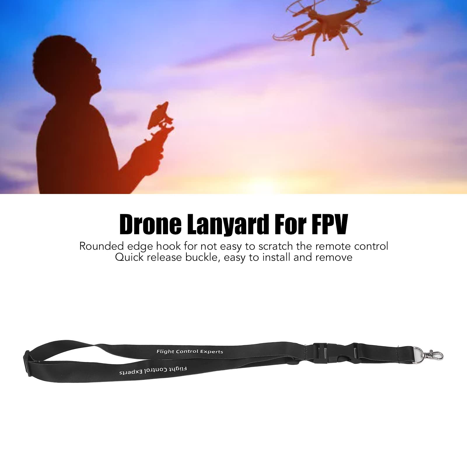 Cinghia da Collo RC Drone, Tracolla Regolabile con Cordino con Fibbia a Sgancio Rapido Nera per Avata Drone per Telecomando FPV