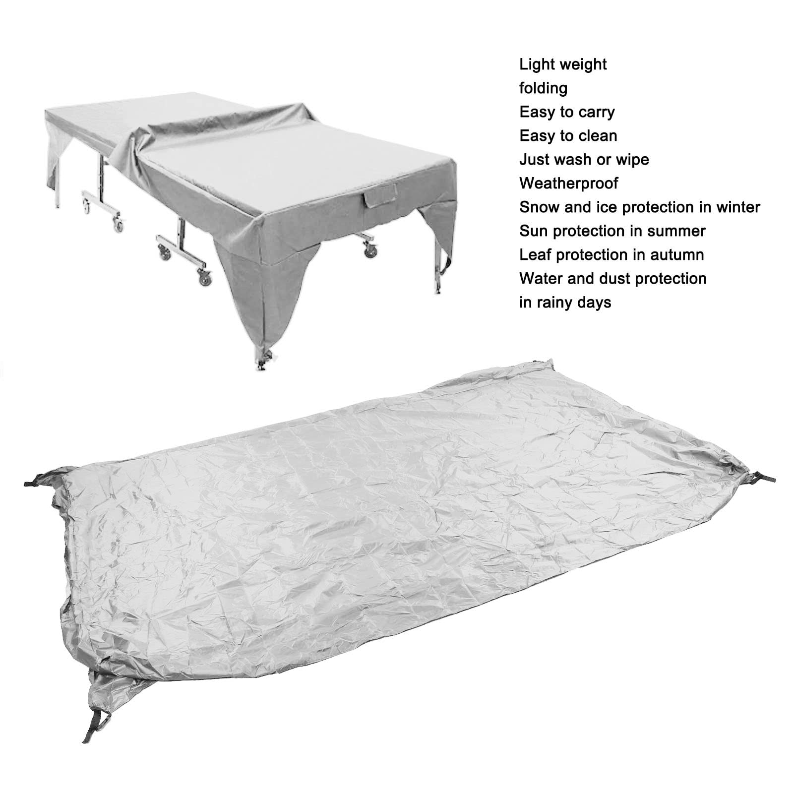 Copertura per tavolo da ping pong all'aperto impermeabile, copertura per ping pong impermeabile per esterno impermeabile antipolvere, rivestimento in argento, copertura per tennis da tavolo(grigio)