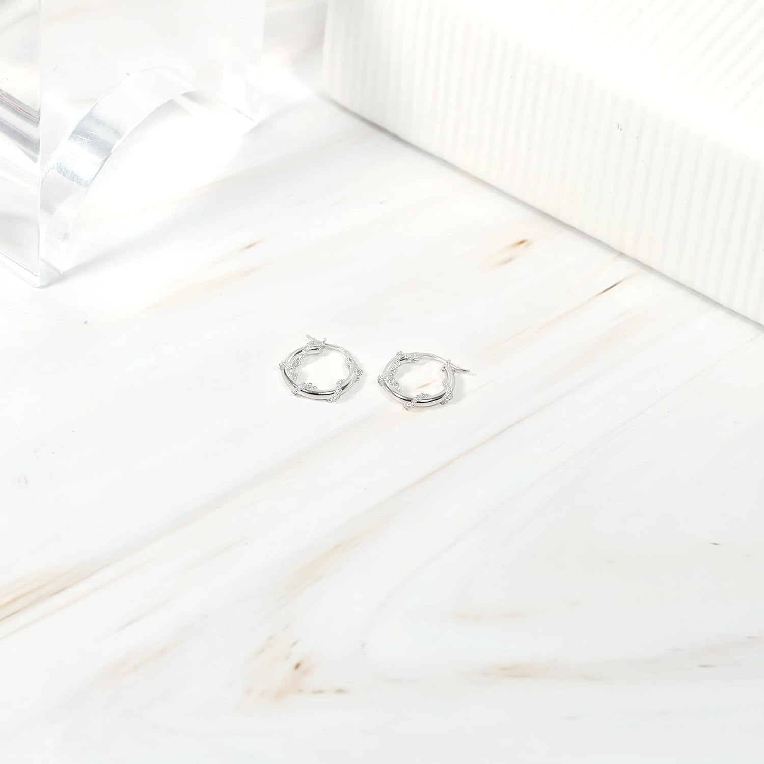 Sterling Silver Chain Wrap Click-Top Hoop Earrings, 15mm-30mm