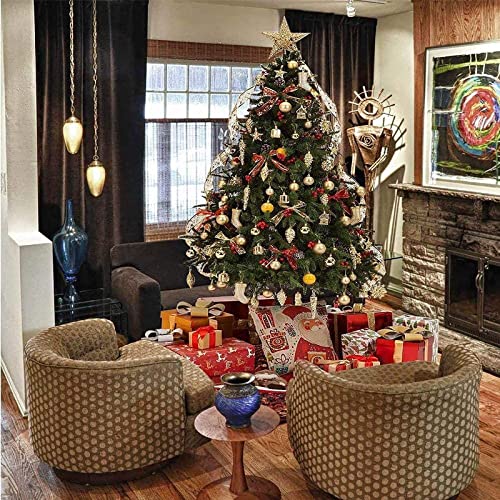 Emopeak 24Pcs Christmas Balls Ornaments For Xmas Christmas Tree - 4 Style Shatterproof Christmas Tree Decorations Hanging Ball For Holiday Wedding Party Decoration (Red, 1.3"/3.2Cm) #TOP4