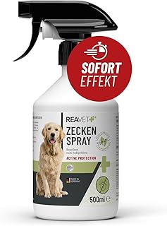 ReaVET Zeckenschutz Hund, Zeckenspray 500ml - Zeckenmittel mit Schwarzkümmelöl I Sofortschutz gegen Zecken I Zecken-Spray für Welpen I Zeckenabwehr product image