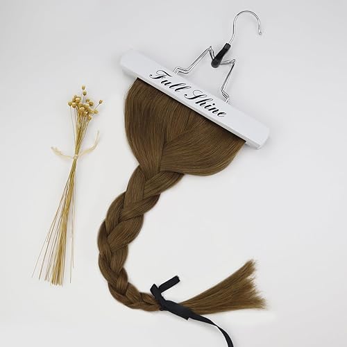 Miniatura 6 de Full Shine - Extensiones de cabello humano Remy real lacio color castaño con clip, 3 unidades, 2.12 oz, 14 pulgadas con clip en color marrón