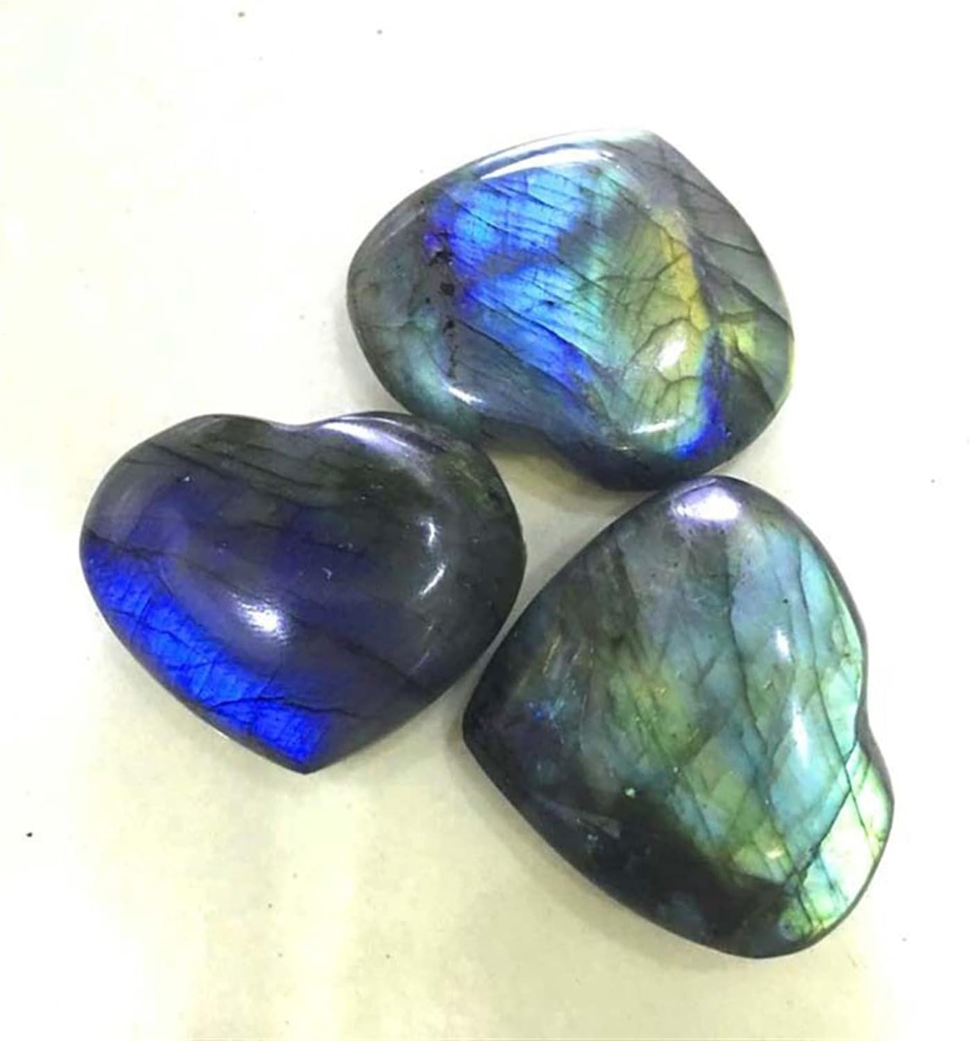 ERNZI 1/5pc Natural Heart Labradorite Stone Crystal Moonstone Stones Home Decoration Crystals (Color : 3-4cm, Size : 5pcs)