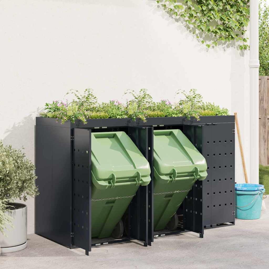 Genérico Almacenamiento de Cubos Wheelie para 3 Cubos Antracita,Casa y jardín,Productos del hogar,Accesorios para contenedores de residuos,Soportes para contenedores de residuos-3394744