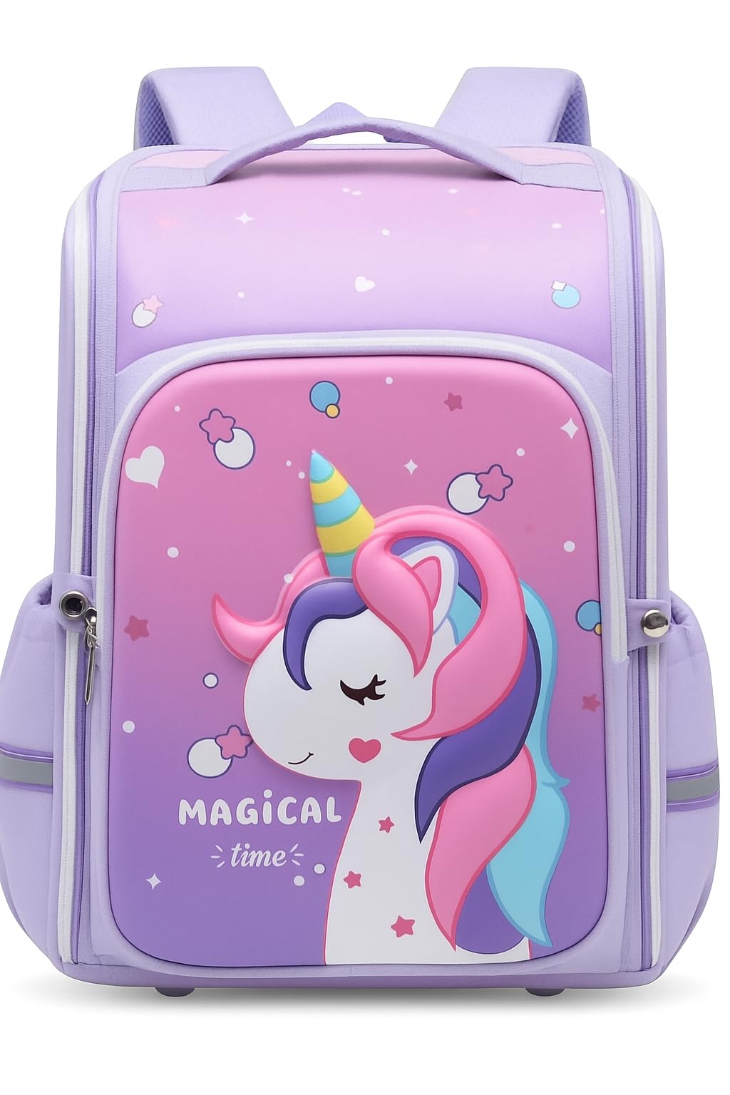 3D Embossed Buraq School Bag for Girls Kids Stylish and Durable Water-Resistant Large Capacity Unicorn School Bag, perfect for gift for Kids (5 To 12 Years)