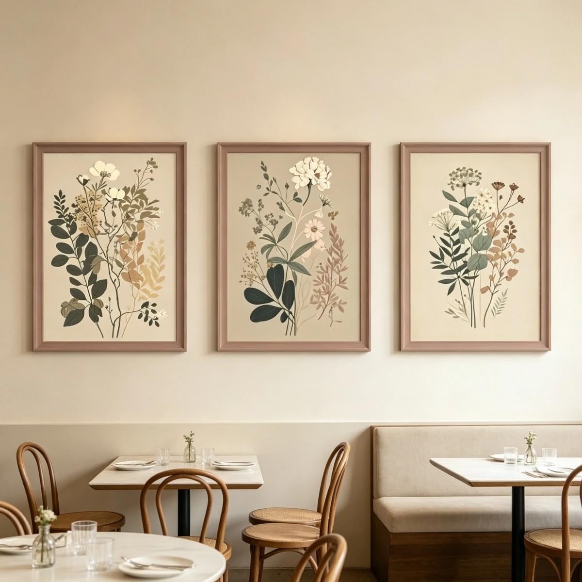 Ltjiajuypd Frameless Daisies Ferns Floral Canvas Print Poster Vintage Botanical Art Prints Wall Home Decor(40X55cm-3Pcs)