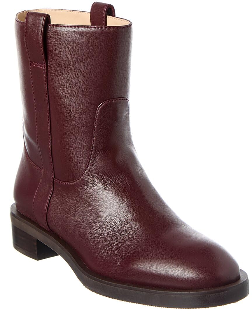 Stuart Weitzman Lenora Leather Bootie 8 Red