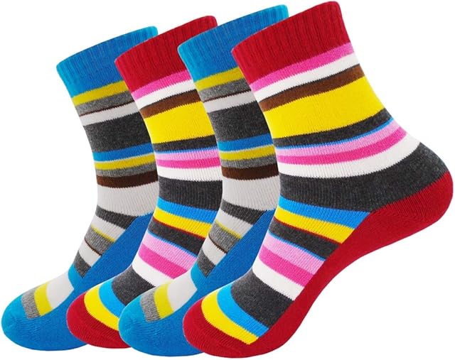 4 Pairs Women Ladies Hiking Walking Socks - UK Size 2-7, Anti Blisters, Soft, Warm, Comfortable, Breathable Nature Cotton Padded,Fit Well for Outdoor Sports Athletic Running Trekking Golf Yoga Camping