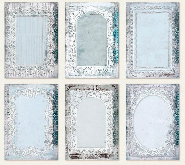 Amazon | 海外デザインペーパー レース柄 花柄 額縁 便箋 背景紙