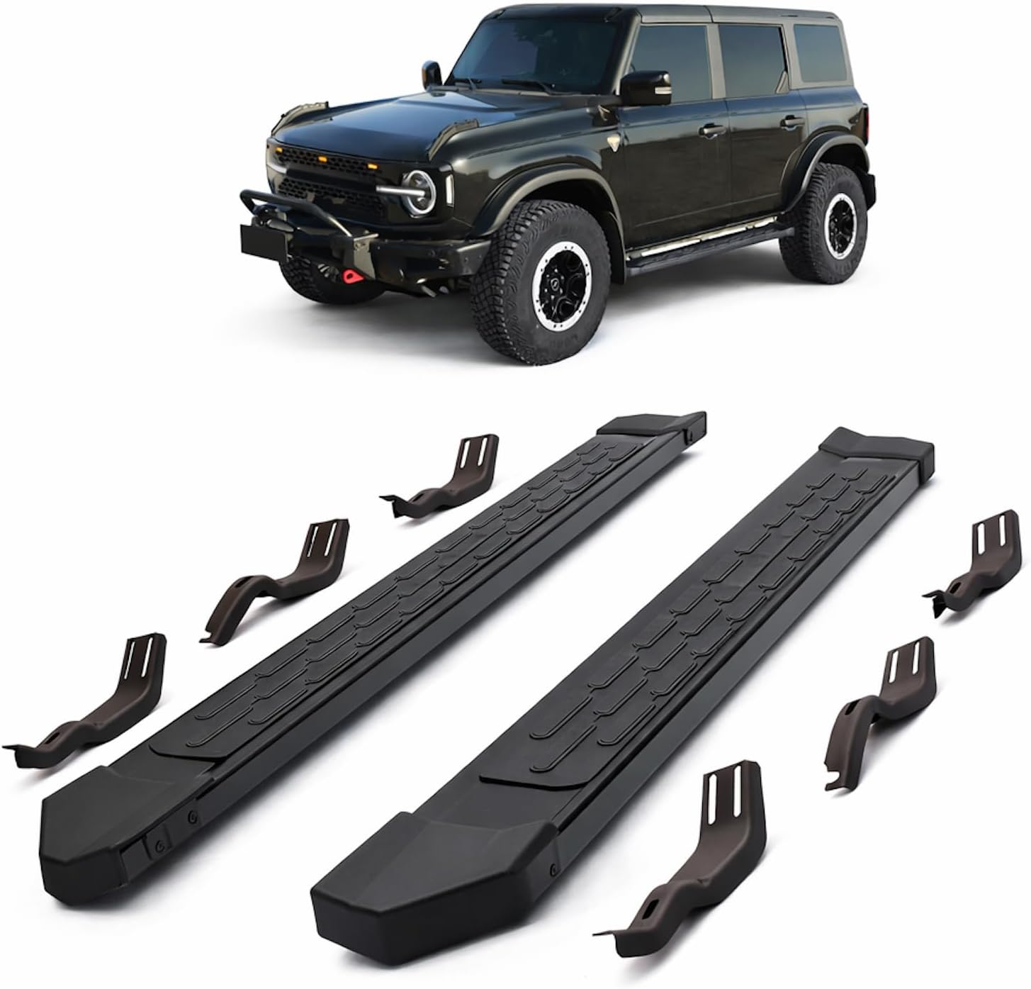 Running Board Fit for Ford Bronco Accessories 4 Door 2021 2022 2023 2024 2025 Side Step Bars Aluminum Alloy Panel with Brackets Anti Slip Step Bars Nerf Bar (Trailblazer)