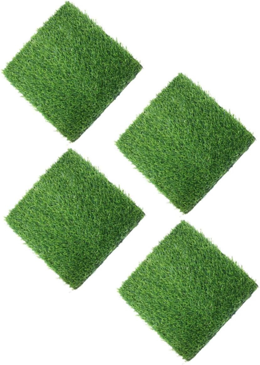 Toyvian 4pcs Artificial Grass Mat for Landscaping and Decoration Realistic Fake Turf for Use for Gardens Patios and Play Areas