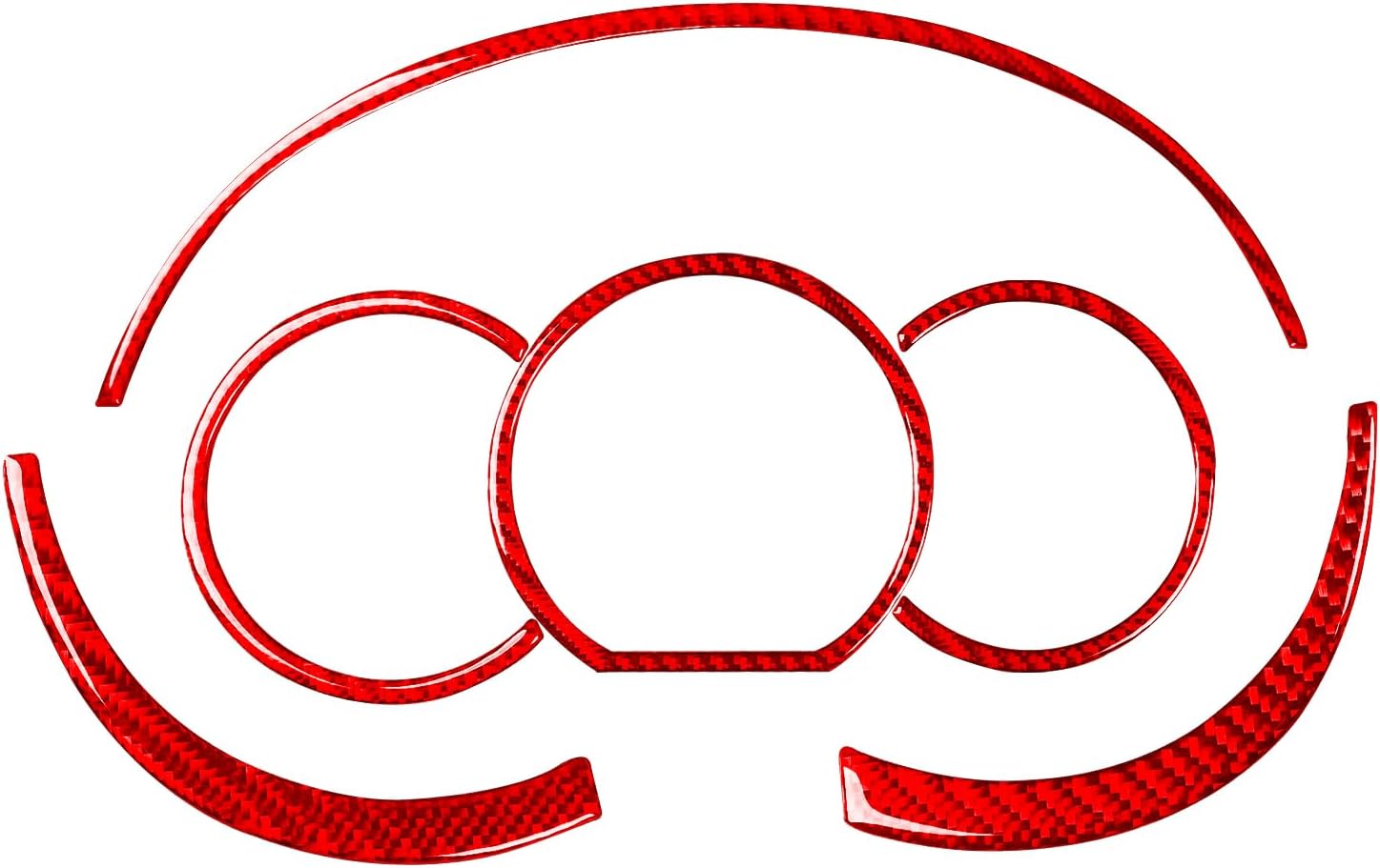 Car Red Carbon Fiber Accessories Speedometer Dashboard Kit 6pcs Protective Cover Sticker Compatible with Suzuki Grand Vitara 2006 2007 2008 2009 2010 2011 2012 2013