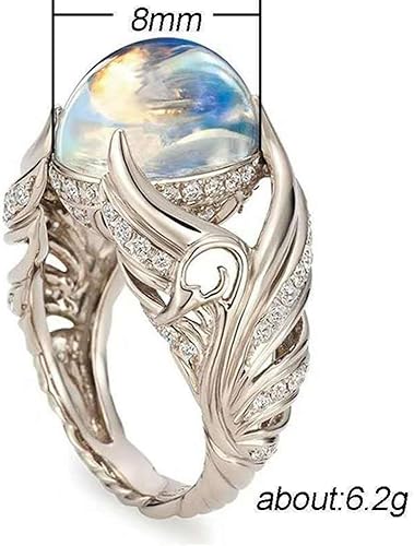 Miniatura 4 de Anillo de plata de ley 925 con alas de ángel vintage, blancooro rosa, circonita cúbica, anillo de compromiso clásico de eternidad, anillo de boda