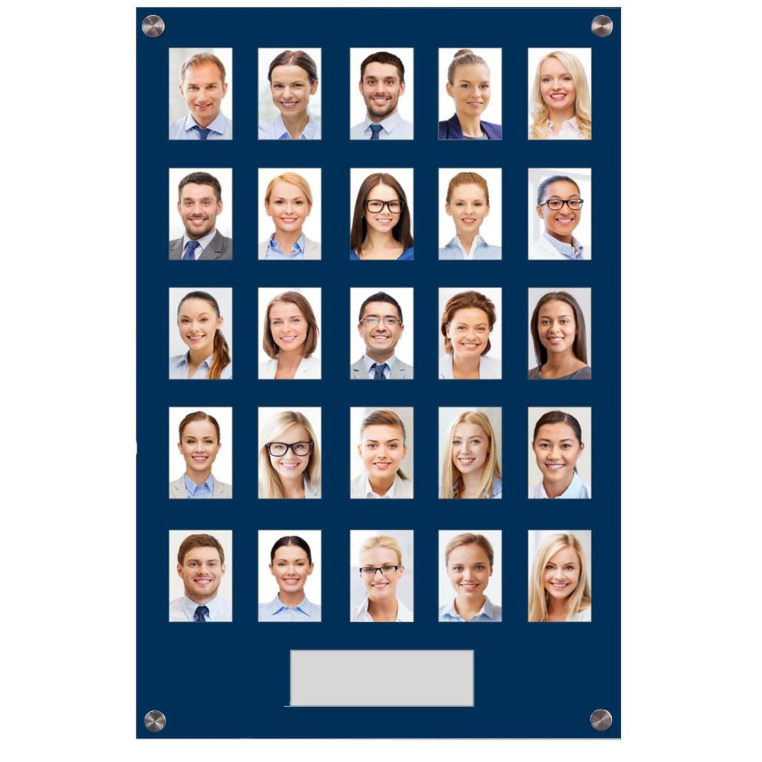 Get Acrylic Photo Frames - Blue 25 Pocket Image Staff, Student, Employee Display Board With Pocket Header. 605mm Height x 400mm Width (60.5cm x 40cm)