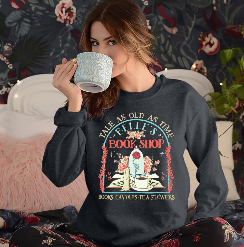 FLOYU Belle's Book Shop Sweatshirt Princess Belle Pullover Book Lover Tops Casual Magic Kingdom Long Sleeve Shirt - Image 2