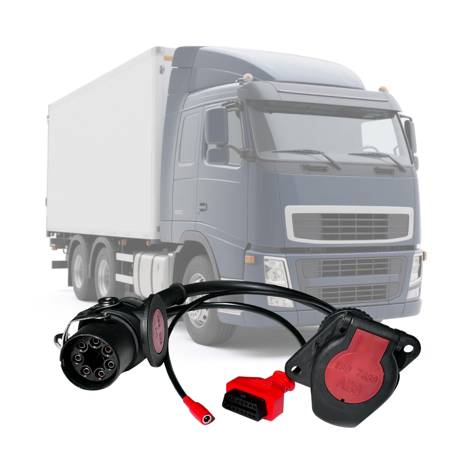 ISO 7638 7-polig (EBS/ABS) Adapter,Anhänger und LKW Diagnosekabel | zum Anschluss für Anhängerdiagnose,für Bo-sch und schwere Nutzfahrzeuge OBD2 LKW Scanner unterstützt K-Line,CAN,CAN 5V