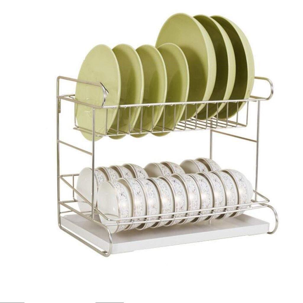 GTHTUHFD Spice Rack Organizer, Storage Rack Stainless Steel Dish Rack Drain Rack To Dry The Tableware Dishware Storage Box Kitchen Shelf 2 Layers
