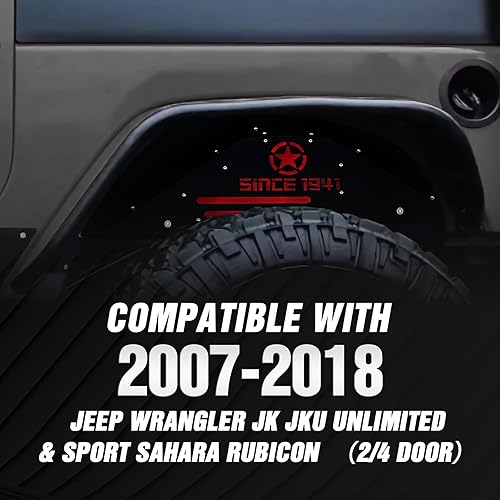 Vista 20 de Protectores de guardabarros interiores traseros compatibles con Wrangler JK y JKU Unlimited Sport Sahara Rubicon 2007-2018, protectores de barro