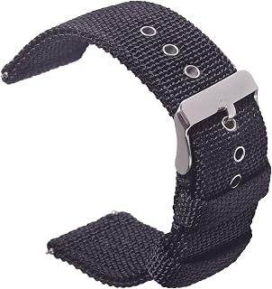 Canvas Fabric Ballistic Watch Bands - Nylon Watch Straps Replacement Watch Band Widths 18mm 20mm 22mm 24mm Watch Bracelet with Stainless Steel Silver Buckle for Men and Women Most Watches