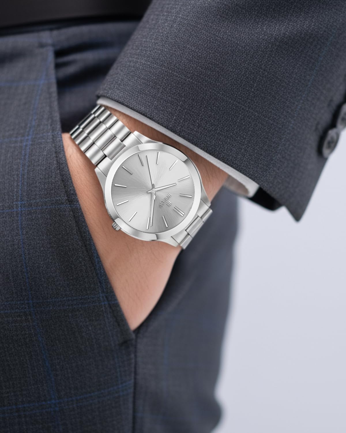 Reloj para hombre, reloj de acero inoxidable para mujer y hombre, analógico, de cuarzo, impermeable, regalo para mujeres y hombres
