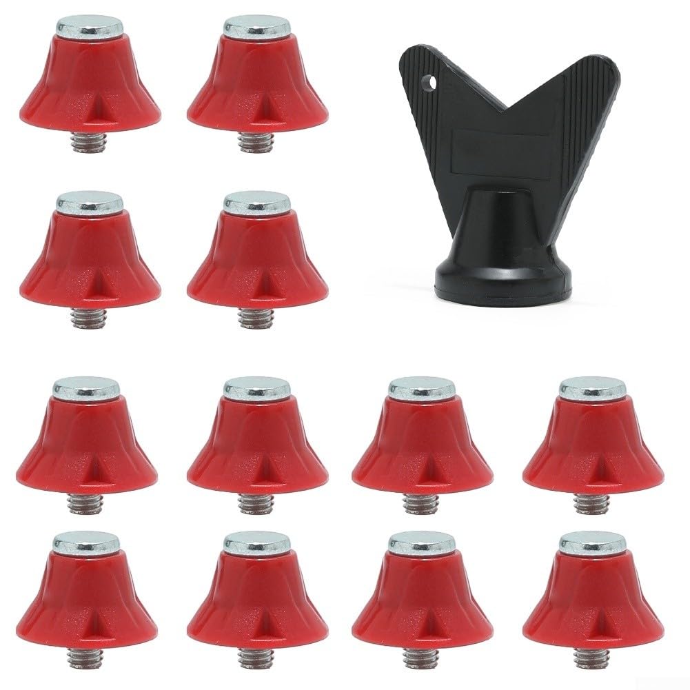 12 tacchetti di ricambio per scarpe da calcio, in lega di alluminio, filettatura da 5 mm, per scarpe da calcio, rugby, escursionismo, antiscivolo, trazione stabile, in diverse dimensioni (10 mm, 13 mm