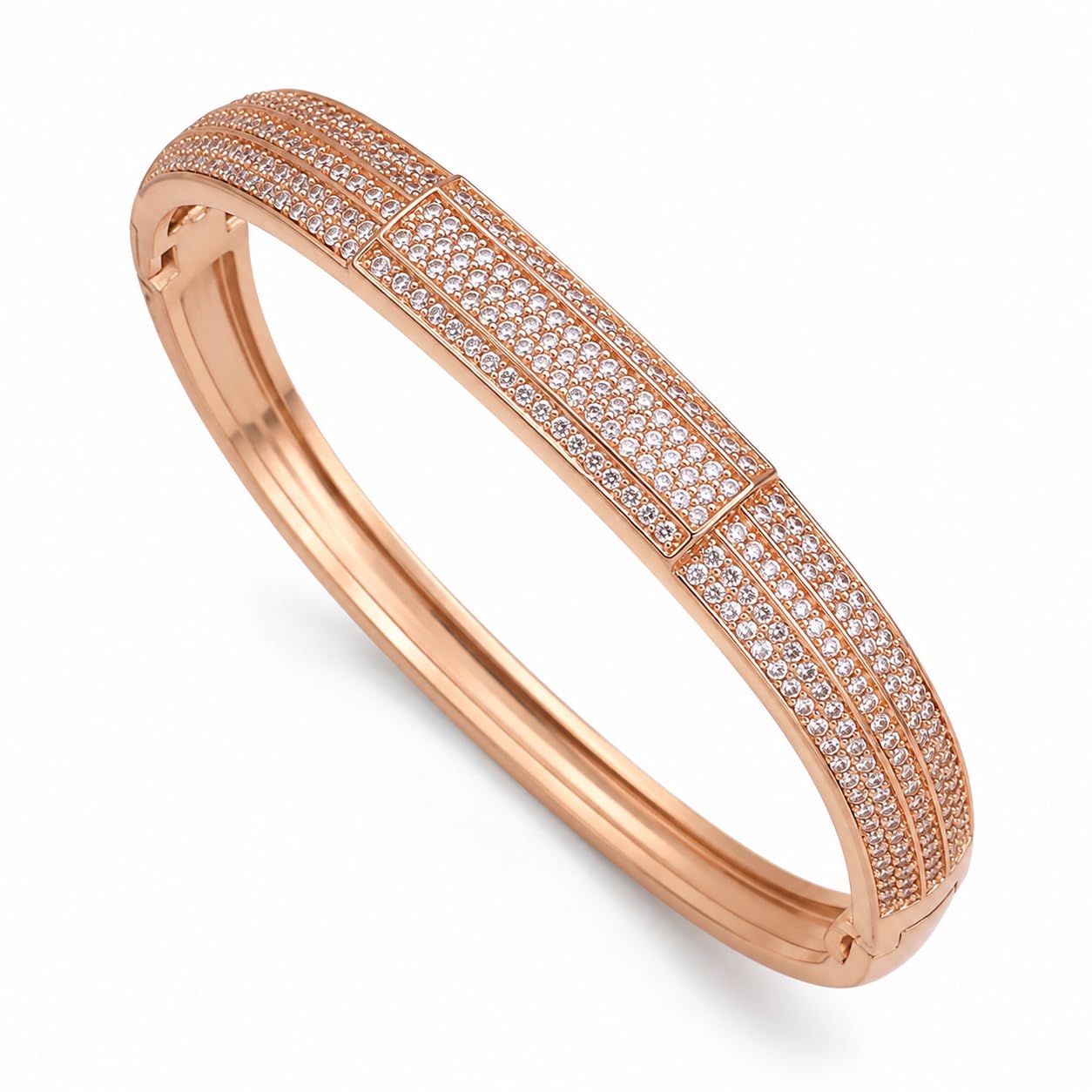 Rose Gold Plated AD Stone Openable Bracelet Kada for Women-picture-20