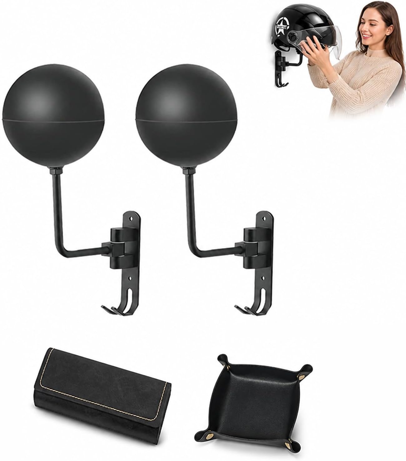 Helmet Wall Mount Hanger 2 Pack Swivel Aerospace Aluminum Heavy Duty