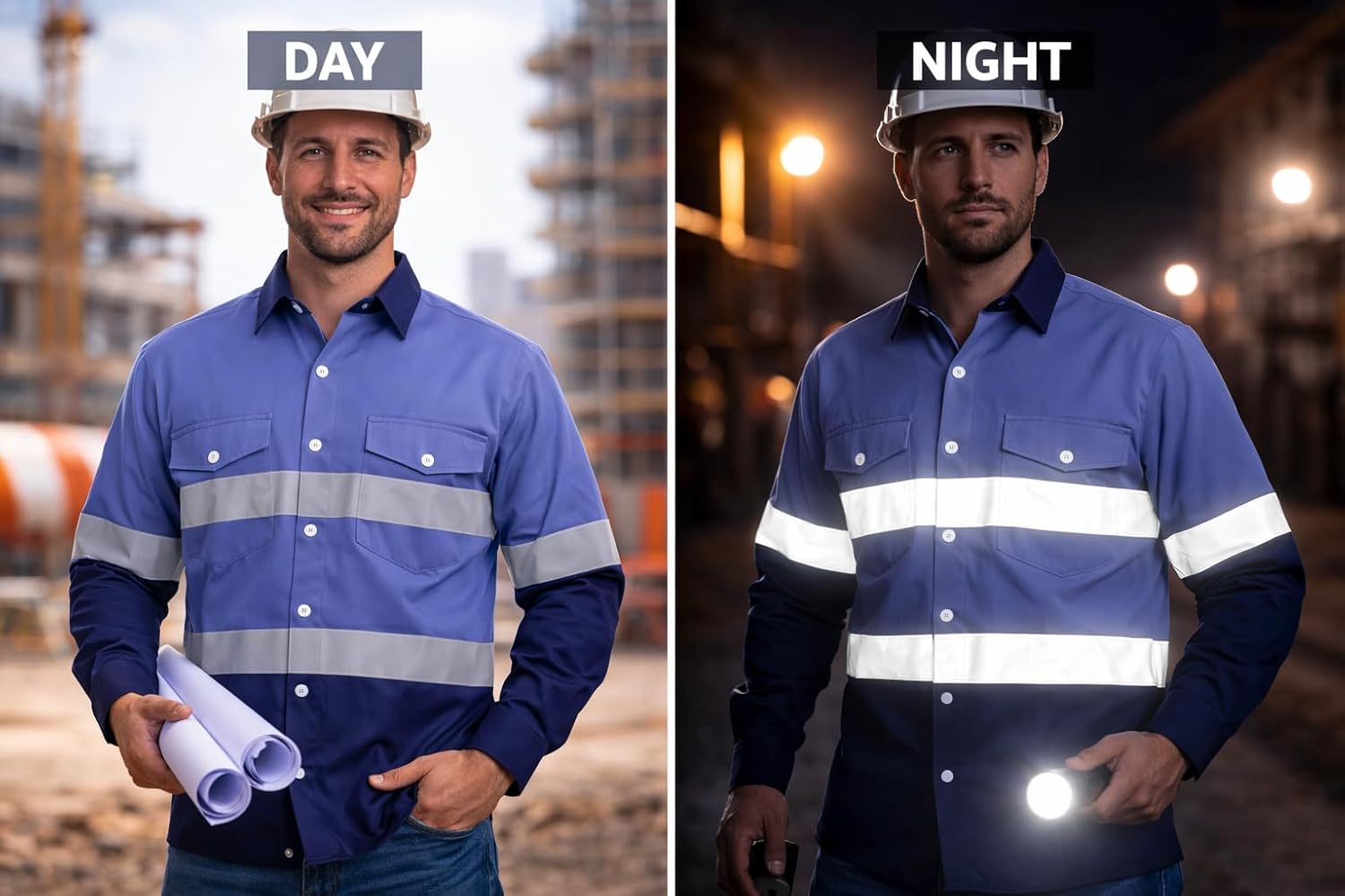 Just In Trend High Visibility Hi Vis Reflective Safety Work Shirts - Image 4