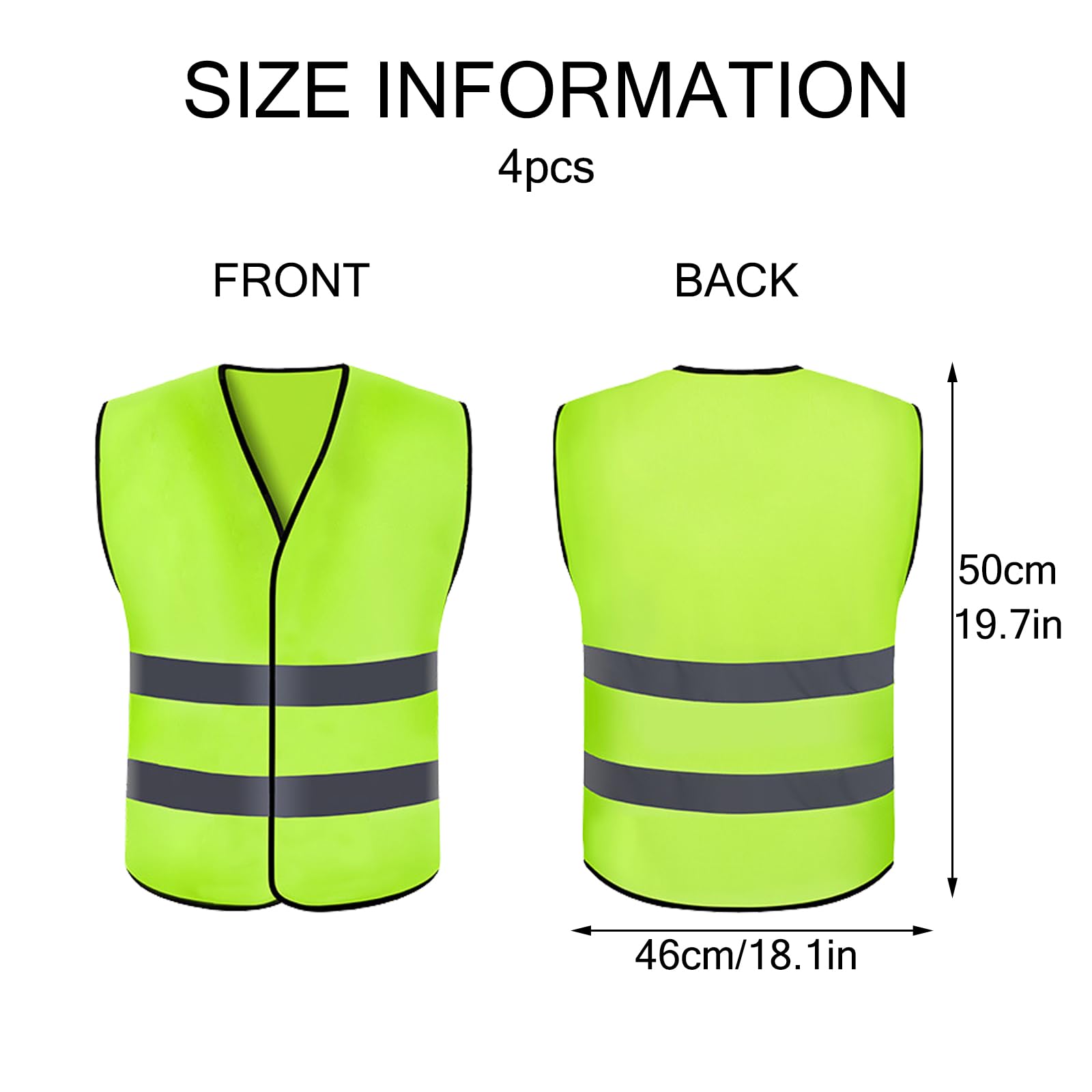 EDLMKM 4 Pack Hi Vis Vests for Kids High Visibility Jackets Standard Size, School Safety Vest, Safety Vest, Waistcoats Jacket - Image 3