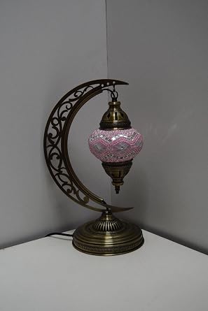 Mozaik Masa Lambası Hilal,Türk Yapımı Masa Lambası Yarım Ay, Mozaik Masa Lambası, Model21