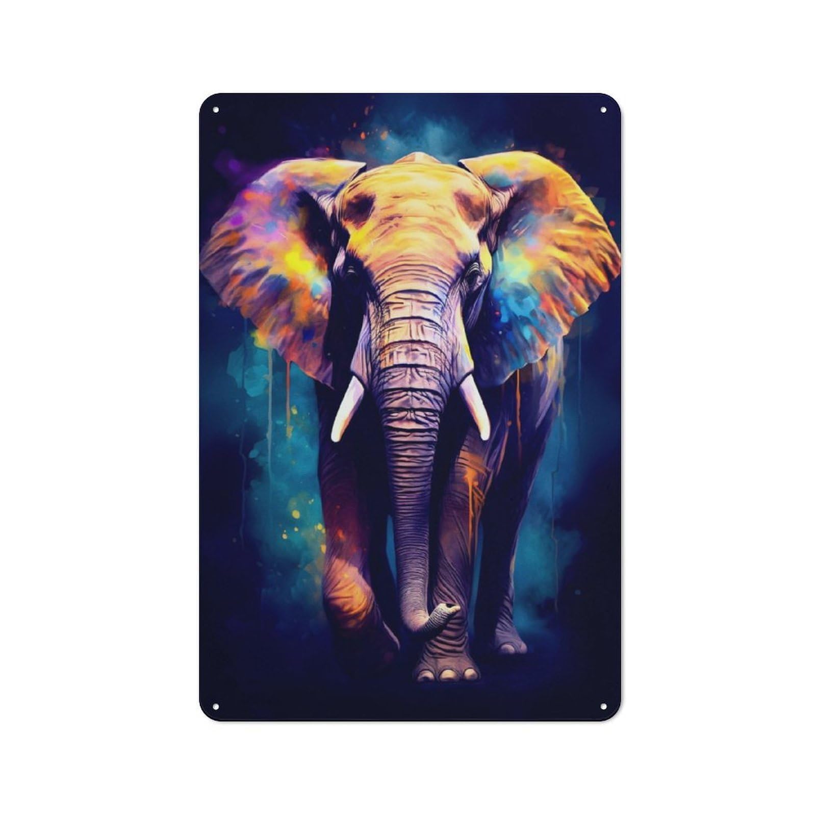 Junmoney Elephant Painting Retro Metal Wall Decor 30X20cm, Metal Sign For Pub, Home Bar, Shed Or Man Cave, For Relaxed Wall Styling