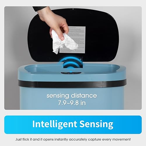 Miniatura 3 de YRLLENSDAN Cubo de basura de cocina de 13 galones con tapa, bote de basura automático sin contacto para cocina, cubo de basura de plástico PP con