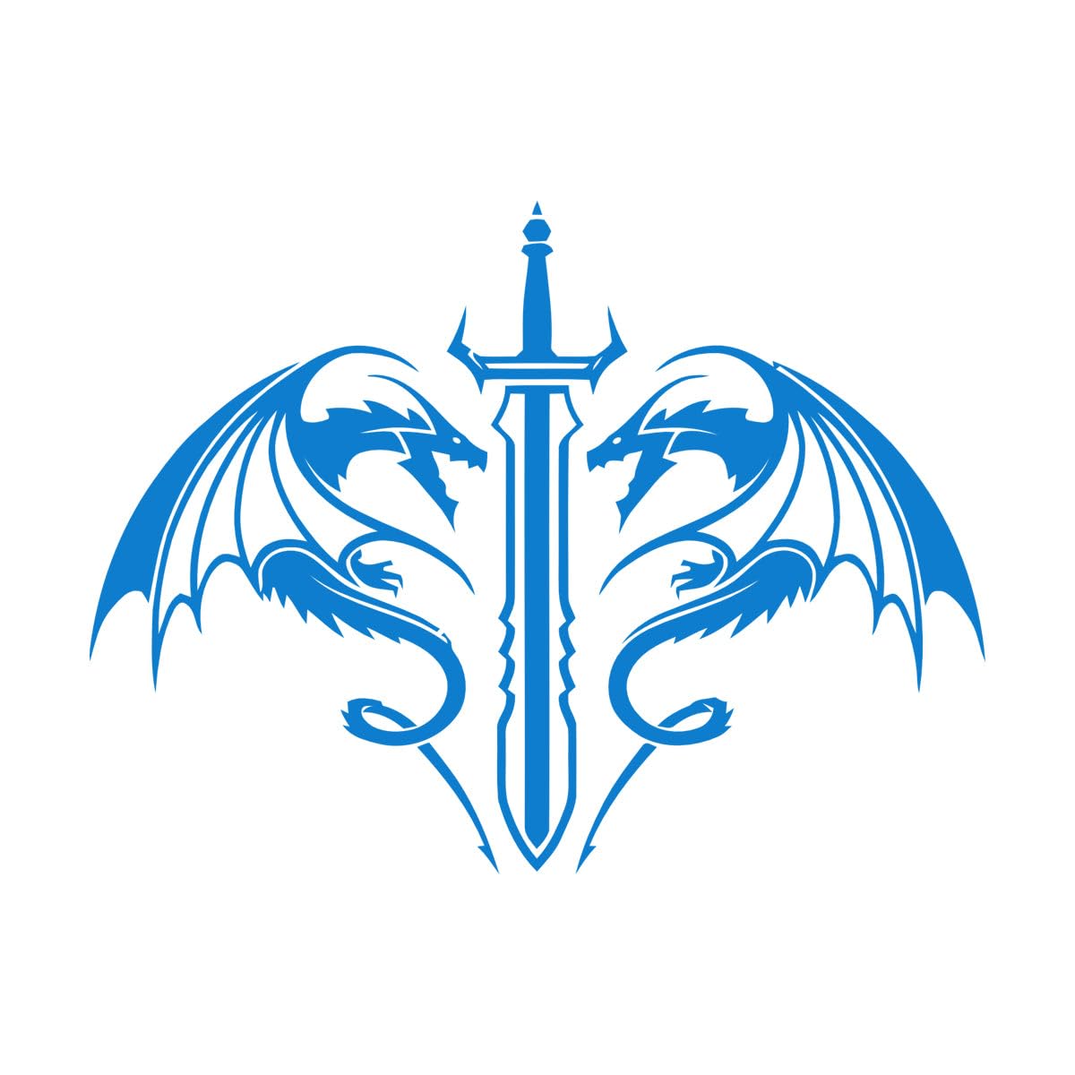 Swords Dragons Fantasy Kids Man Cave Wall Decals PVC 81x108.3cm Art Mural Painting Extra Large Blue — image 1