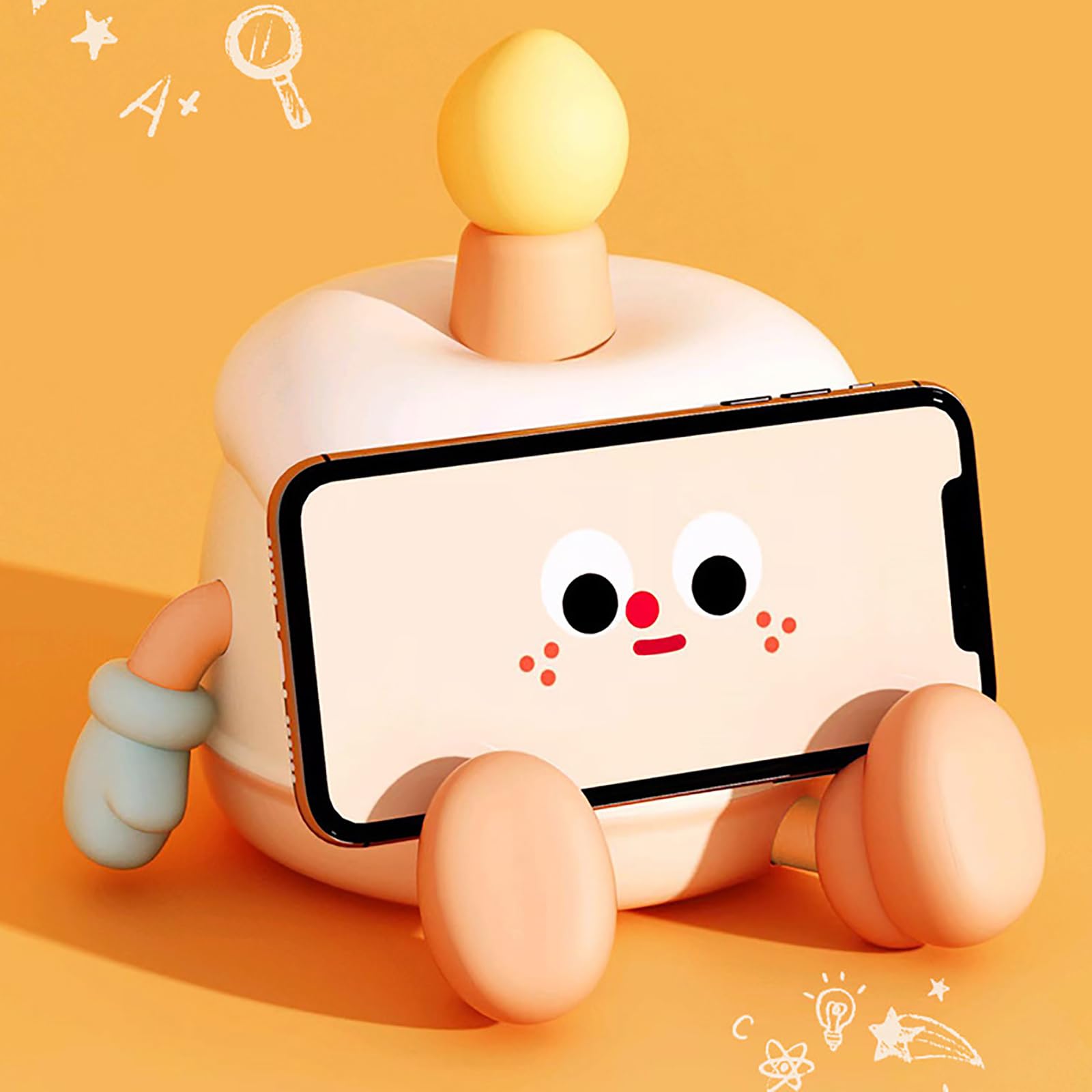 Lámpara de noche LED recargable para dormitorio de niños, lámpara táctil de silicona suave con luz cálida, pastel de cumpleaños, guardería