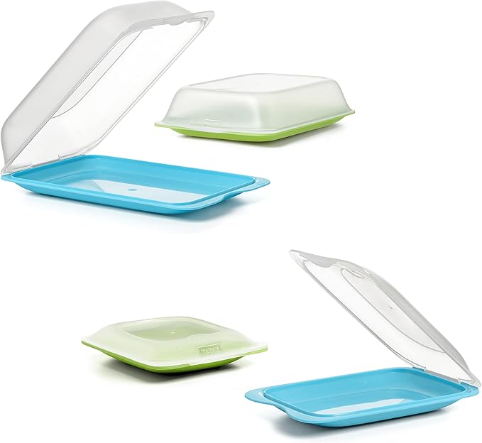 TATAY Aufschnittboxen für Kühlschrank | 4er Set: 2 Maxi + 2 Mini | Frischhaltedosen mit Deckel, Stapelbar | Geeignet für Gefrierschrank, Mikrowelle und Spülmaschine | BPA-frei, Blau und Limettengrün TATAY Aufschnittboxen für Kühlschrank | 4er Set: 2 Maxi + 2 Mini | Frischhaltedosen mit Deckel, Stapelbar | Geeignet für Gefrierschrank, Mikrowelle und Spülmaschine | BPA-frei, Blau und Limettengrün