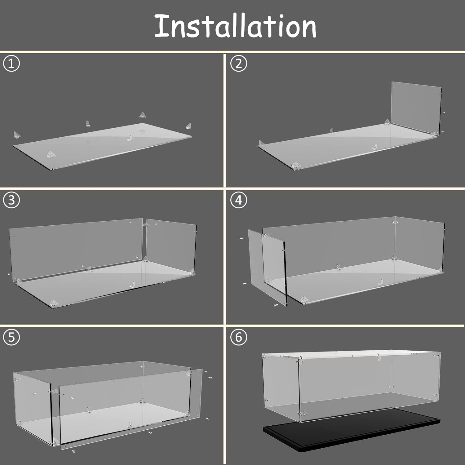 Acrylic Display Case 3mm Thickness Inner 15 x 8 x 7 Inches, Solid Wooden Base Dustproof Clear Display Box Showcase for Lego Cars Diecast Model Cars 10295 10300 42123 21317 10290 21328 10282
