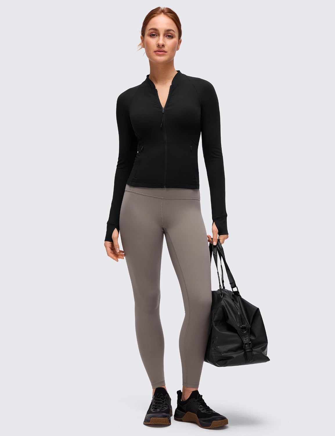 CRZ YOGA Butterluxe V-Neck Jackets for Women - Full Zip Athletic Track Tops with Thumb Holes Pockets - Image 4