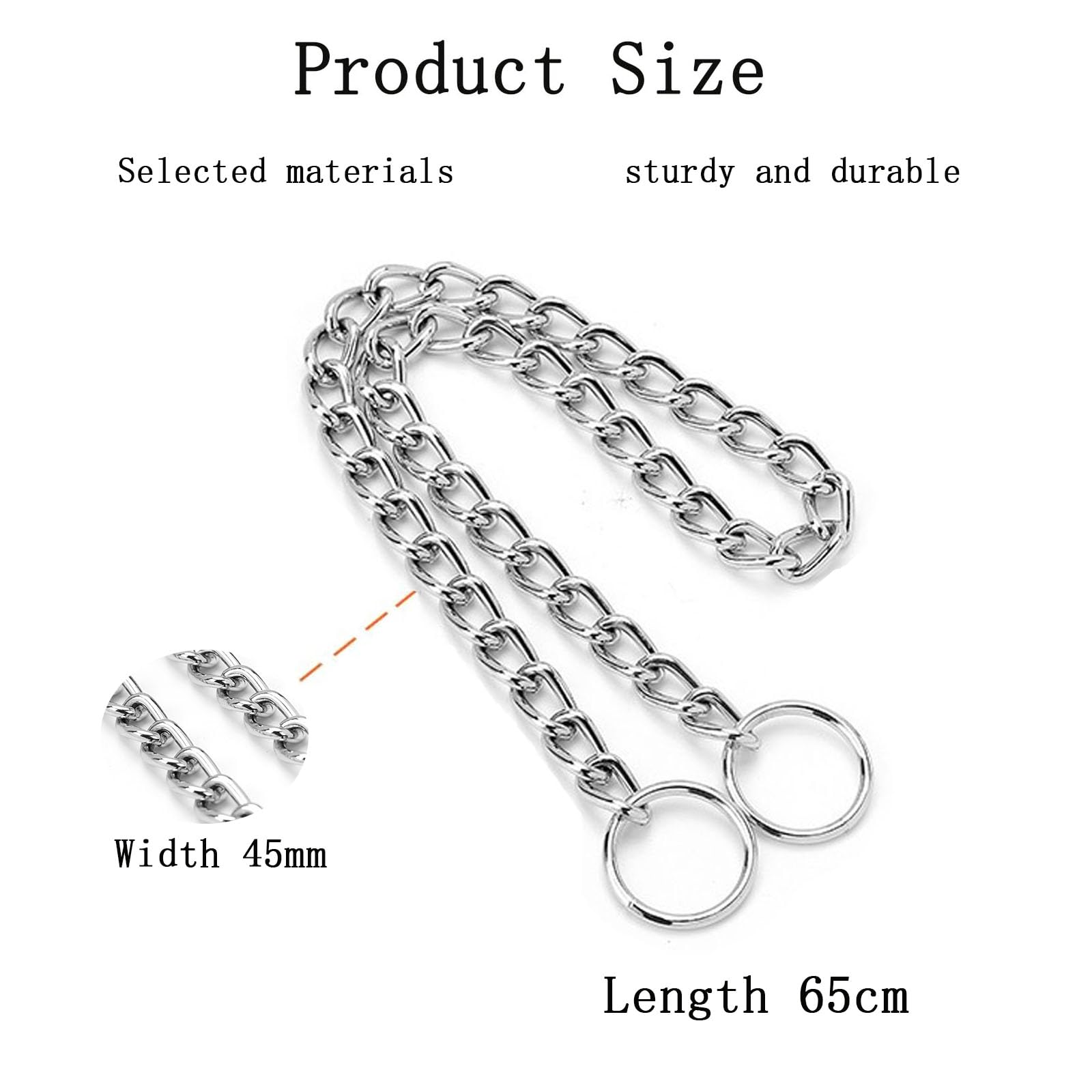 Dog Chain, Metal Dog Chain Collar,Length 65cm Diameter 4.0mm,Chain Dog Collar - Image 2