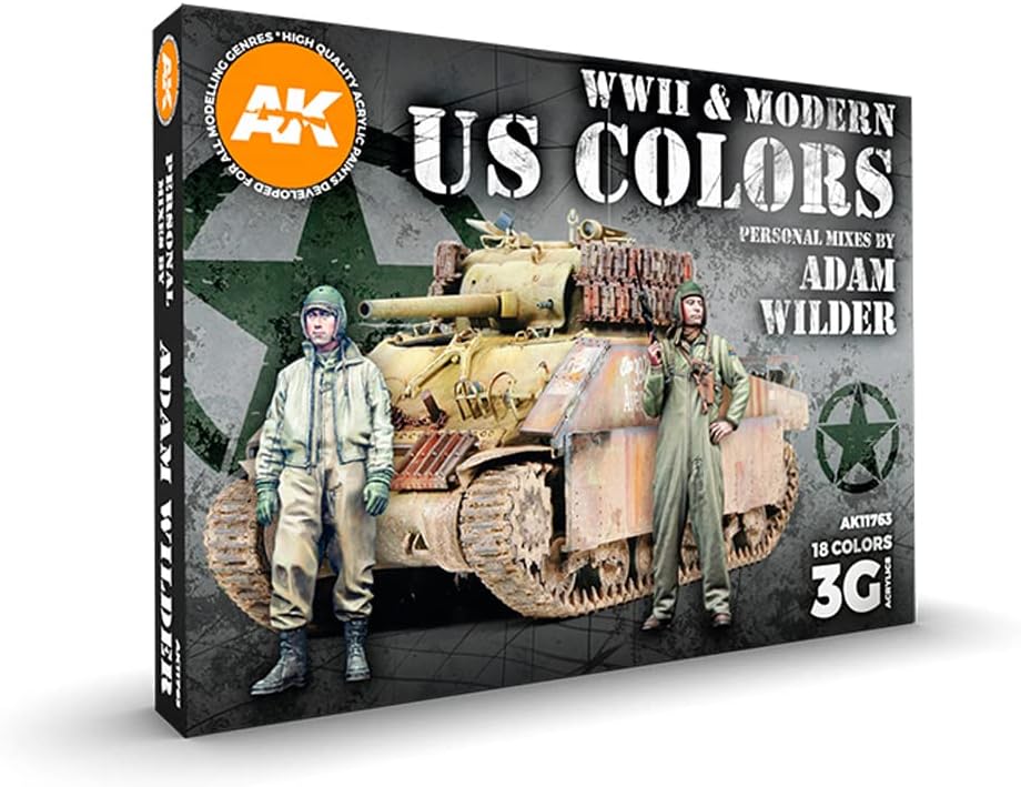 AK Interactive3G 18 Color Paint Set - WW2 & Modern US Colors - Personal Mixes By Adam Wilder
