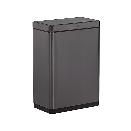 Rubbermaid Elite Stainless Steel Sensor Trash Can for Home and Kitchen, Batteries Included, 12.4 Gallon, Charcoal