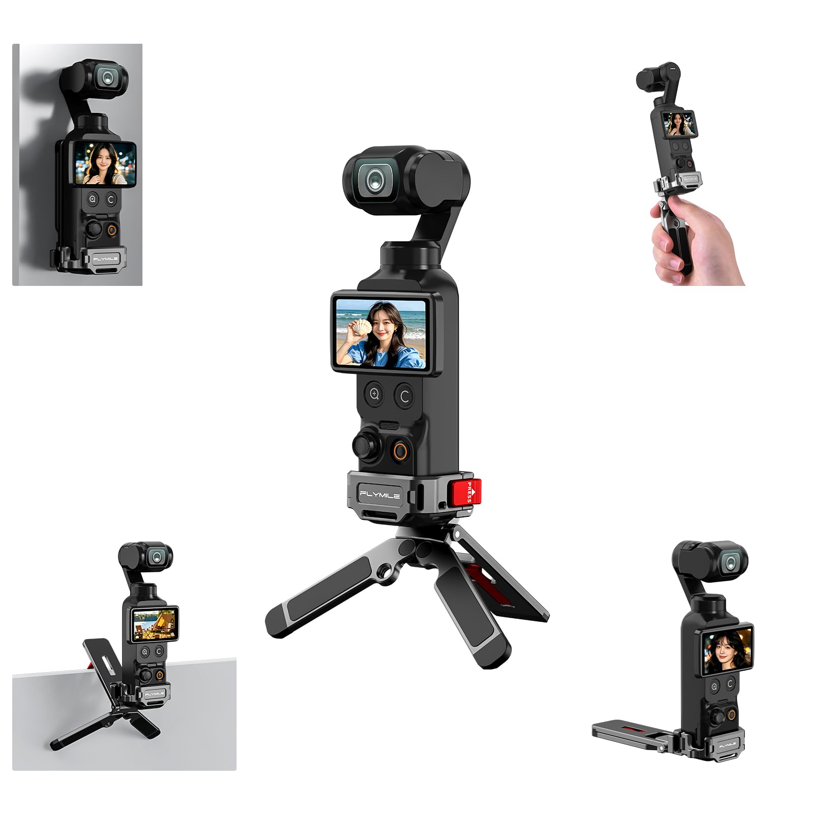 Kieszonkowy uchwyt magnetyczny 4/3 mini statywu, metalowy zacisk klatkowy ze stojakiem na hak Mantis, Cold Shoe i otwór na śrubę 1/4", adapter rozszerzający Mount do DJI Osmo Creative Combo