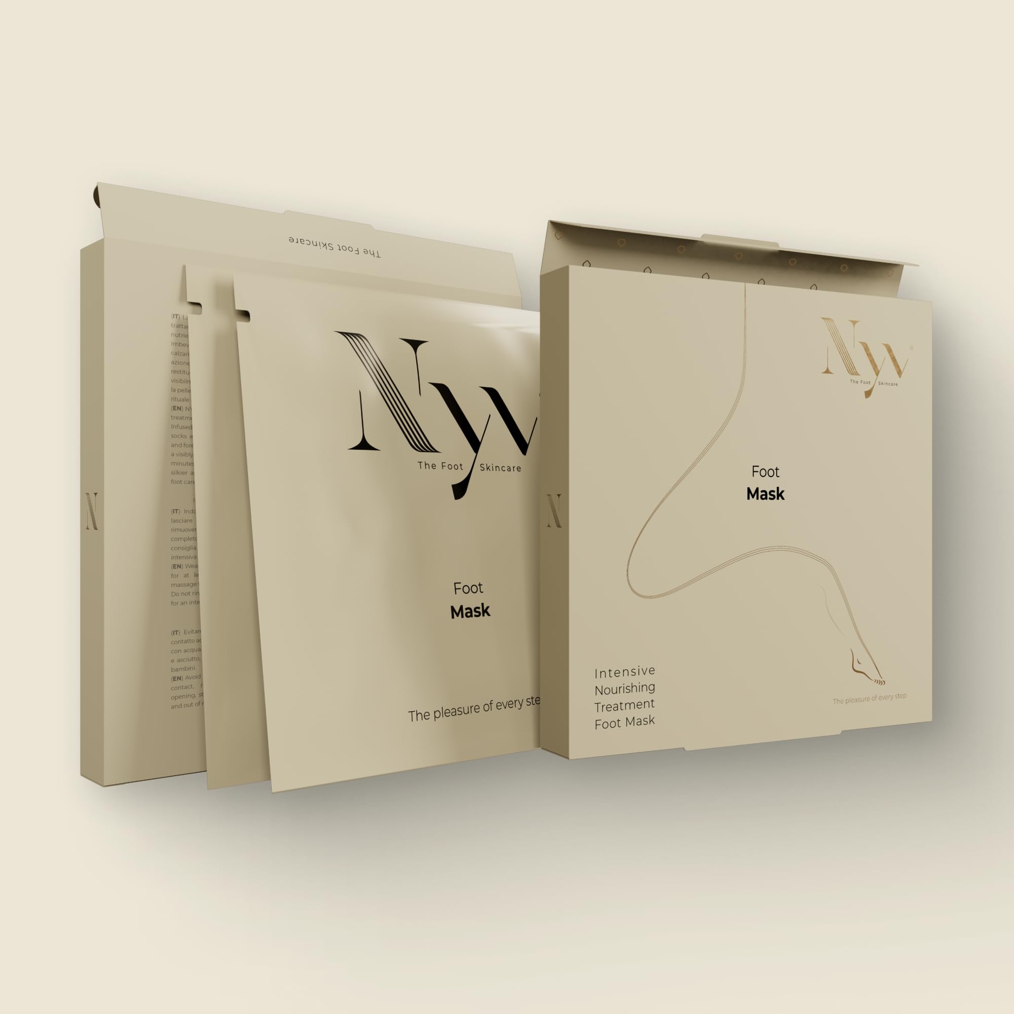 NYV Mask Nutriente Trattamento Intensivo Piedi - Maschera in Calzari Monouso con Aloe, Bava di Lumaca, Urea, Acido Ialuronico e Allantoina - Home SPA - 2 Paia