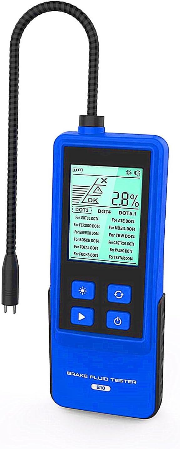 MRCARTOOL Probador de líquido de Frenos Probador de líquido de Frenos de automóvil Medidor de Punto de ebullición de líquido de Frenos Digital para automóviles DOT3 DOT4 DOT5.1 con sonda Sensible a p