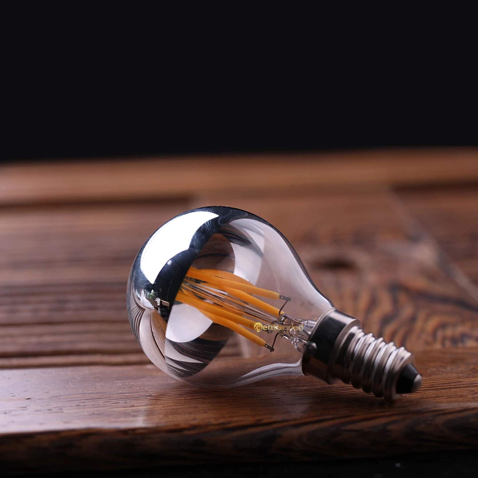 G45 Globe E12 Lampa LED Srebrne Lustro 4W Retro Żarówka LED Filament 110V Ciepła Biel 2700K Dekoracyjne Światło Ściemnialne (Rozmiar: E12 110V)