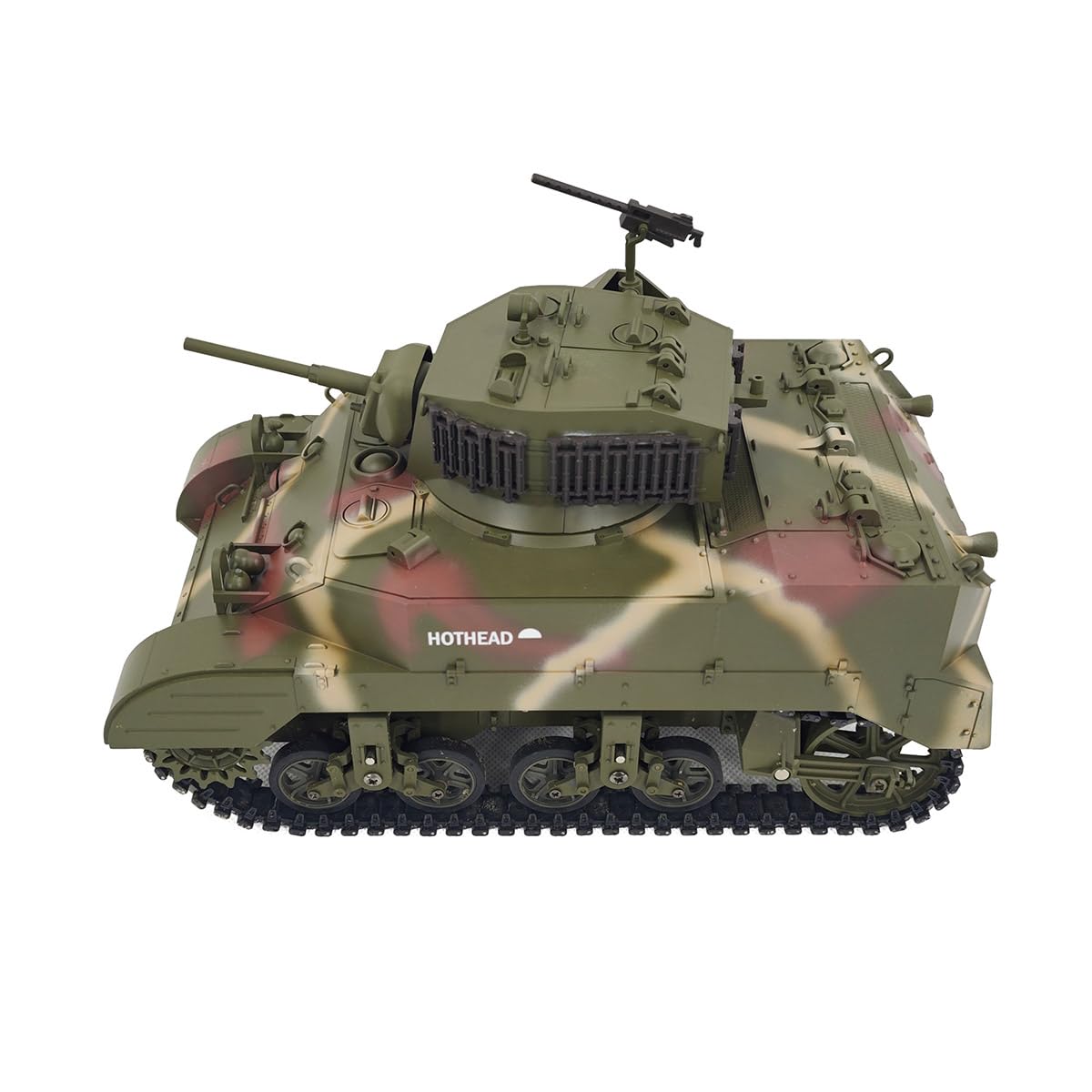 Czołgi RC dla dorosłych, skala 1/16 2,4 G US M5A1 Stuart lekki czołg model z dźwiękiem, efektami świetlnymi i teleskopowym układem wydechowym, zestawy modeli zdalnego sterowania 2,4 G (RTR)