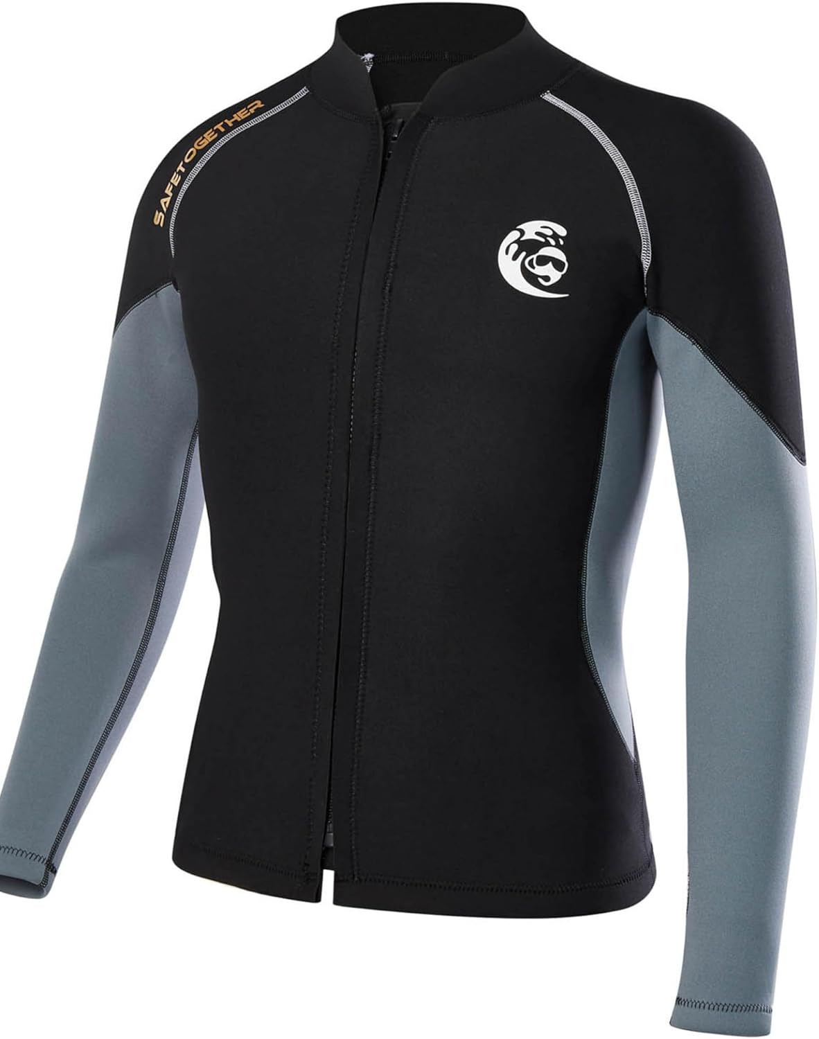 Men Long Sleeve Diving Surfing Swim Tops Zipper Stretchy Shirt 2mm Neoprene Keep Warm Wetsuit Top