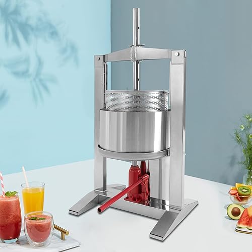Miniatura 2 de Bacocoo - Prensa de frutas de acero inoxidable de grado comercial de 20L, exprimidor manual hidráulico de 3 toneladas, prensa de frutas para vino,