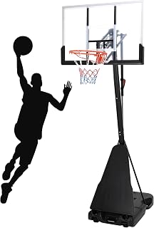MilleLoom Portable Basketball Hoop Outdoor: 47" Shatterproof Backboard, Adjustable 5.2-10ft Height, 230lb Stable Base & Wheels