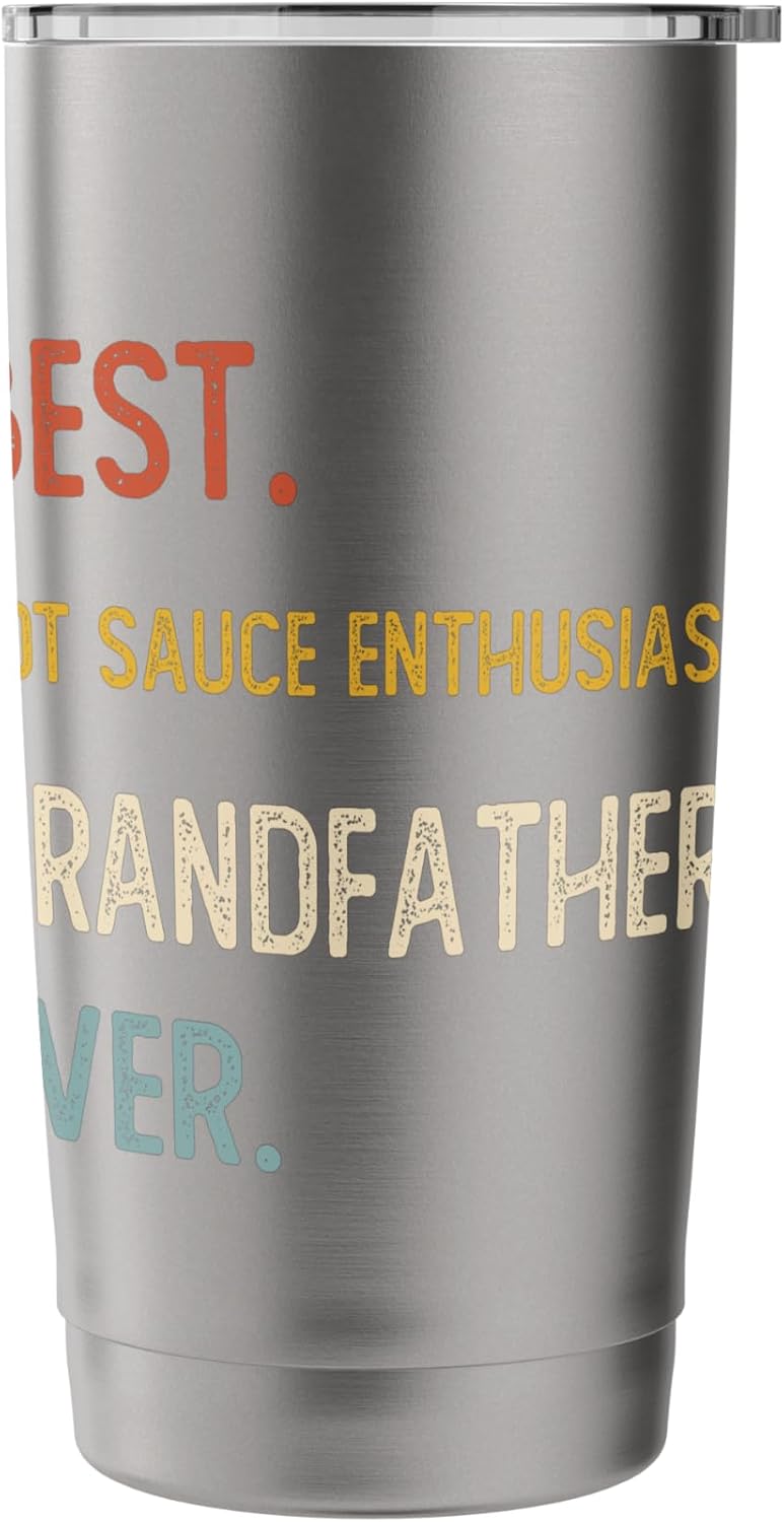 Best Hot Sauce Enthusiast Grandfather Ever Shirt Fathers Day Stainless Steel Insulated Tumbler image 3